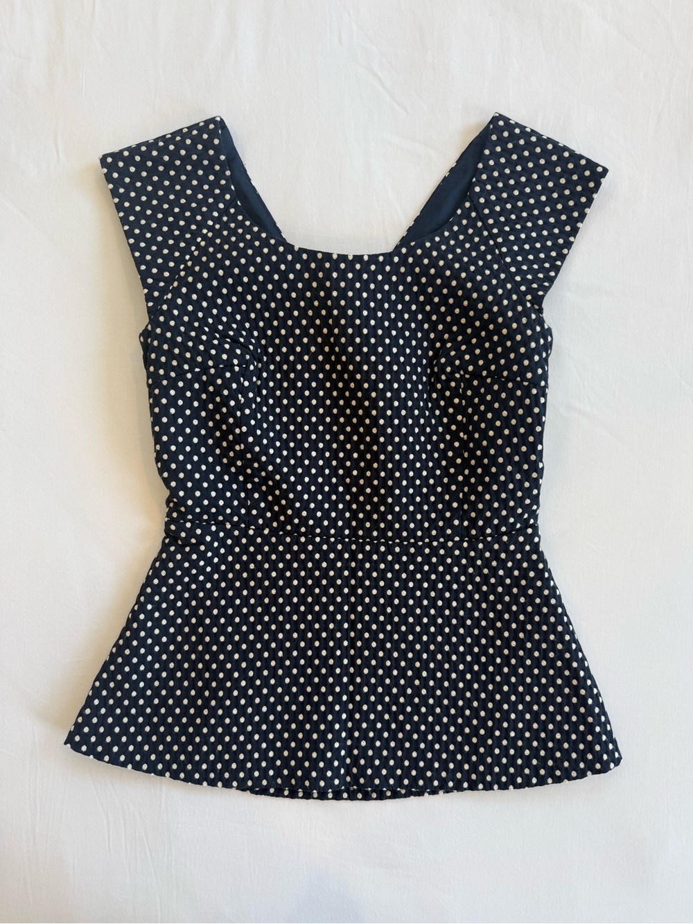 Vintage Banana Republic Polka Dot Peplum Top - Navy/White
